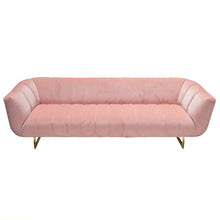 Load image into Gallery viewer, Venus Sofa in Blush Pink Velvet w/ Contrasting Pillows &amp; Gold Finished Metal Base by Diamond Sofa

