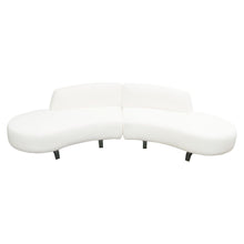 Load image into Gallery viewer, Vesper 2PC Modular Curved Armless Chaise in Faux White Shearling w/ Black Wood Leg Base by Diamond Sofa
