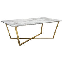 Load image into Gallery viewer, Vida Rectangle Cocktail Table w/ Faux Marble Top and Brushed Gold Metal Frame by Diamond Sofa
