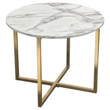 Load image into Gallery viewer, Vida 24&quot; Round End Table w/ Faux Marble Top and Brushed Gold Metal Frame by Diamond Sofa
