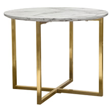 Load image into Gallery viewer, Vida 24&quot; Round End Table w/ Faux Marble Top and Brushed Gold Metal Frame by Diamond Sofa

