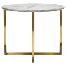 Load image into Gallery viewer, Vida 24&quot; Round End Table w/ Faux Marble Top and Brushed Gold Metal Frame by Diamond Sofa
