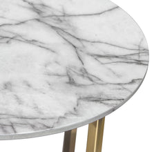 Load image into Gallery viewer, Vida 24&quot; Round End Table w/ Faux Marble Top and Brushed Gold Metal Frame by Diamond Sofa
