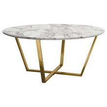 Load image into Gallery viewer, Vida 35&quot; Round Cocktail Table w/ Faux Marble Top and Brushed Gold Metal Frame by Diamond Sofa
