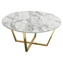 Load image into Gallery viewer, Vida 35&quot; Round Cocktail Table w/ Faux Marble Top and Brushed Gold Metal Frame by Diamond Sofa
