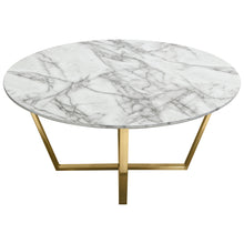 Load image into Gallery viewer, Vida 35&quot; Round Cocktail Table w/ Faux Marble Top and Brushed Gold Metal Frame by Diamond Sofa
