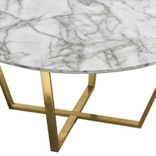 Load image into Gallery viewer, Vida 35&quot; Round Cocktail Table w/ Faux Marble Top and Brushed Gold Metal Frame by Diamond Sofa
