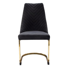 Load image into Gallery viewer, Vogue Set of (2) Dining Chairs in Black Velvet with Polished Gold Metal Base by Diamond Sofa
