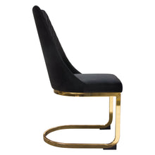 Load image into Gallery viewer, Vogue Set of (2) Dining Chairs in Black Velvet with Polished Gold Metal Base by Diamond Sofa
