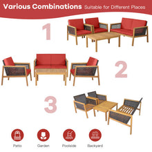 Load image into Gallery viewer, 4 Pieces Patio Rattan Furniture Set with Removable Cushions-Red
