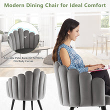 Load image into Gallery viewer, Modern Velvet Dining Chair with Metal Base and Petal Backrest-Gray
