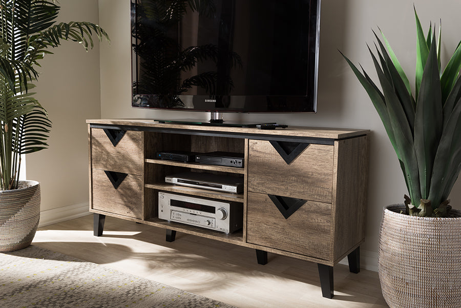 Baxton Studio Beacon Modern and Contemporary Light Brown Wood 55-Inch TV Stand