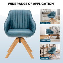 Load image into Gallery viewer, Modern Leathaire Set of 2 Swivel Accent Chair with Beech Wood Legs-Blue

