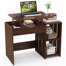 Load image into Gallery viewer, Lift Top Modern Computer Desk with 2 Hidden Compartments and 2 Open Storage Shelves-Walnut
