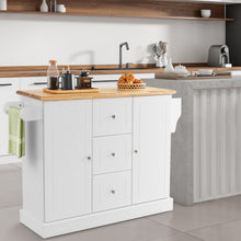 Load image into Gallery viewer, 2-Door Large Mobile Kitchen Island Cart with Hidden Wheelsand 3 Drawers-White
