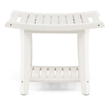 Load image into Gallery viewer, Waterproof Bath Stool with Curved Seat and Storage Shelf-White
