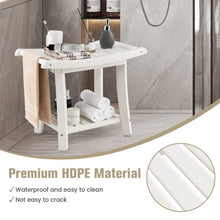 Load image into Gallery viewer, Waterproof Bath Stool with Curved Seat and Storage Shelf-White

