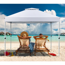 Load image into Gallery viewer, 2-Tier 10 x 10 Feet Pop-up Canopy Tent with Wheeled Carry Bag-White

