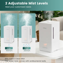 Load image into Gallery viewer, 4L Ultrasonic Humidifier with Essential Oil Diffuser and 2 Mist Levels-White
