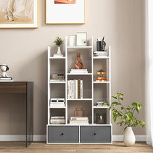 Load image into Gallery viewer, 12-Tier Open-Back Freestanding Bookshelf with Drawer-White
