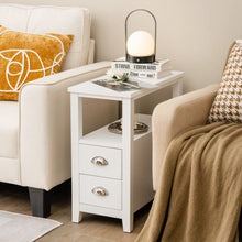 Load image into Gallery viewer, 2 Pieces Wooden Bed-side Nightstand Set with 2 Drawers-White
