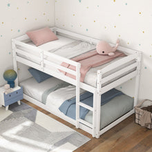 Load image into Gallery viewer, Twin Size Bunk Bed with High Guardrails and Integrated Ladder-White
