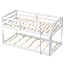 Load image into Gallery viewer, Twin Size Bunk Bed with High Guardrails and Integrated Ladder-White
