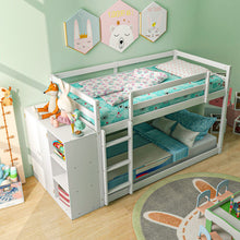 Load image into Gallery viewer, Twin Size Bunk Bed with Convertible Bookcase and Ladder-White
