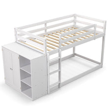 Load image into Gallery viewer, Twin Size Bunk Bed with Convertible Bookcase and Ladder-White
