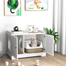 Load image into Gallery viewer, Wooden Cat House with Scratching Pad and Adjustable Divider-White
