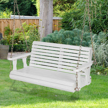 Load image into Gallery viewer, 2-Person Wooden Porch Swing with Hanging Chains for Garden Yard-White
