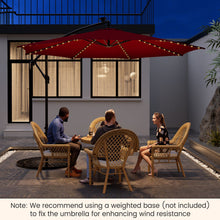 Load image into Gallery viewer, 10 Feet Patio Offset Umbrella with 112 Solar-Powered LED Lights-Beige-Wine
