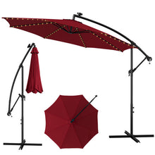 Load image into Gallery viewer, 10 Feet Patio Offset Umbrella with 112 Solar-Powered LED Lights-Beige-Wine
