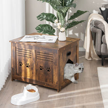 Load image into Gallery viewer, Flip-Top Hidden Cat Washroom Bench with Side Entrance-Brown
