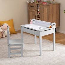 Load image into Gallery viewer, Wooden Kids Table and Chair Set with Storage and Paper Roll Holder-Gray

