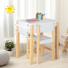 Load image into Gallery viewer, Kids Art Table and Chair Set with Drawer Paper Roll and 2 Markers-White
