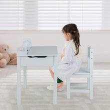 Load image into Gallery viewer, Wooden Kids Table and Chair Set with Storage and Paper Roll Holder-Gray
