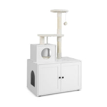 Load image into Gallery viewer, Cat Tree with Litter Box Enclosure with Cat Condo-White
