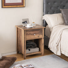 Load image into Gallery viewer, Wooden Nightstand with Slide-out Drawer and Open Shelf-Rustic Brown
