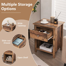 Load image into Gallery viewer, Wooden Nightstand with Slide-out Drawer and Open Shelf-Rustic Brown
