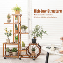 Load image into Gallery viewer, 8-Tier Plant Stand with Lockable and Detachable Wheels for 12 Pots-Brown
