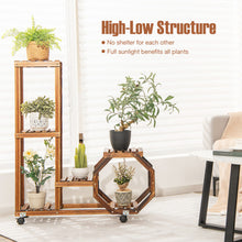 Load image into Gallery viewer, 6-Tier Wooden Plant Stand with Wheels-Brown
