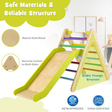Load image into Gallery viewer, 2-in-1 Wooden Triangle Climber Set with Gradient Adjustable Slide-Multicolor

