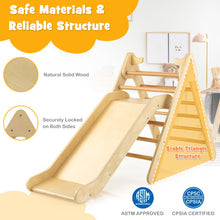 Load image into Gallery viewer, 2-in-1 Wooden Triangle Climber Set with Gradient Adjustable Slide-Natural
