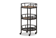 Load image into Gallery viewer, Baxton Studio Bristol Rustic Industrial Style Metal and Wood Mobile Serving Cart
