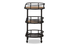 Load image into Gallery viewer, Baxton Studio Bristol Rustic Industrial Style Metal and Wood Mobile Serving Cart
