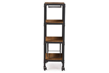 Load image into Gallery viewer, Baxton Studio Swanson Rustic Industrial Style Antique Black Textured Finish Metal Distressed Wood Mobile Kitchen Bar Wine Storage Shelf
