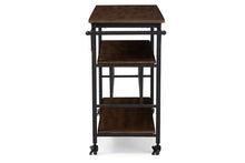 Load image into Gallery viewer, Baxton Studio Bradford Rustic Industrial Style Antique Black Textured Finish Metal Distressed Wood Mobile Kitchen Bar Serving Wine Cart
