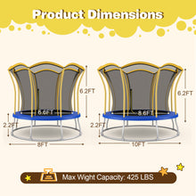 Load image into Gallery viewer, 8 Feet Outdoor Unique Flower Shape Trampoline with Enclosure Net-Yellow
