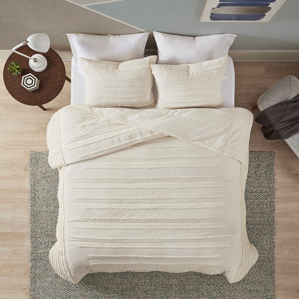 Urban Habitat Mercer 100% Cotton Coverlet Set - Full/Queen - Ivory UH13-2321 By Olliix